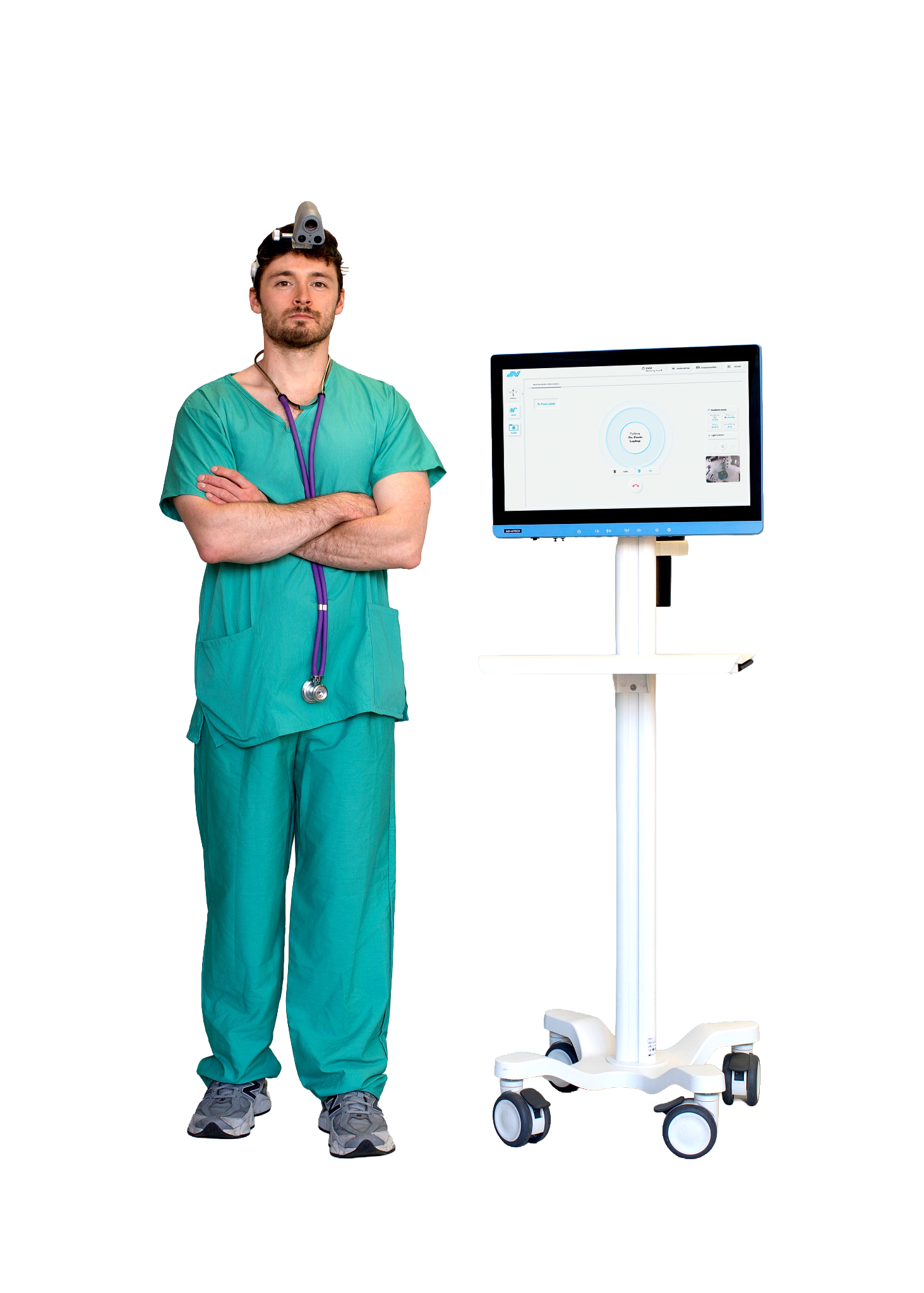 MyOR Trolley with Doctor Standing Aside with MyOR Software